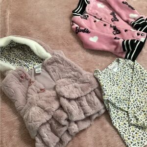Pink Faux Fur Hooded Vest & Barbie Jacket